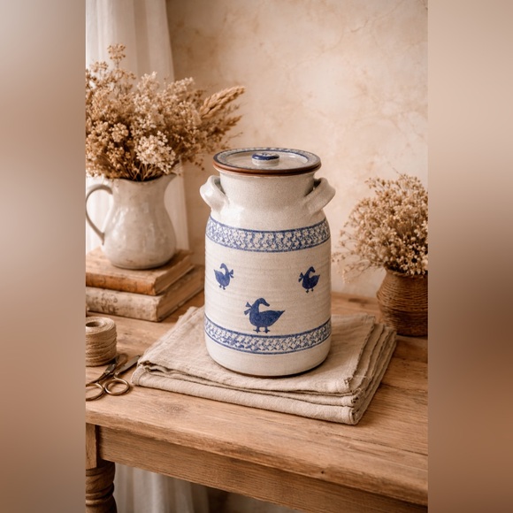 Mother Goose Stoneware Crock | Handmade Montana | Lidded Vessel | Brass Spigot - Picture 4 of 4